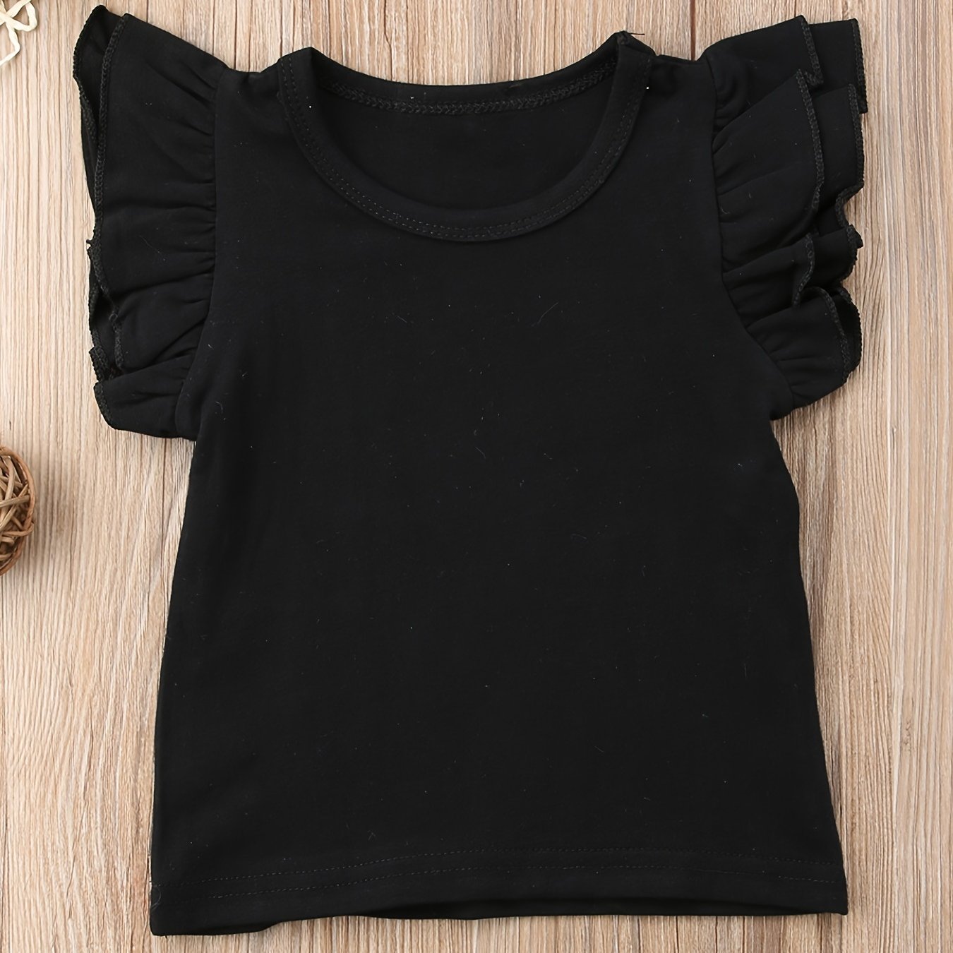 Baby Girls Ruffled Sleeveless T-shirt Crew Neck Basic Tee for Summer