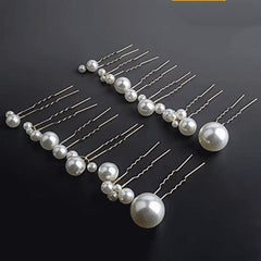 6pcs Faux Pearl Hair Pins Golden Silvery Hair Accessories for Bridal Women