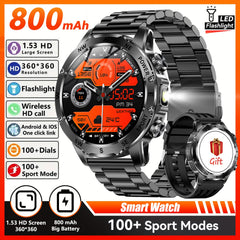 Outdoor Smart Watch with LED Flashlight 800mAh