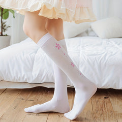 Floral Print Calf Socks Women's Knee High Stockings