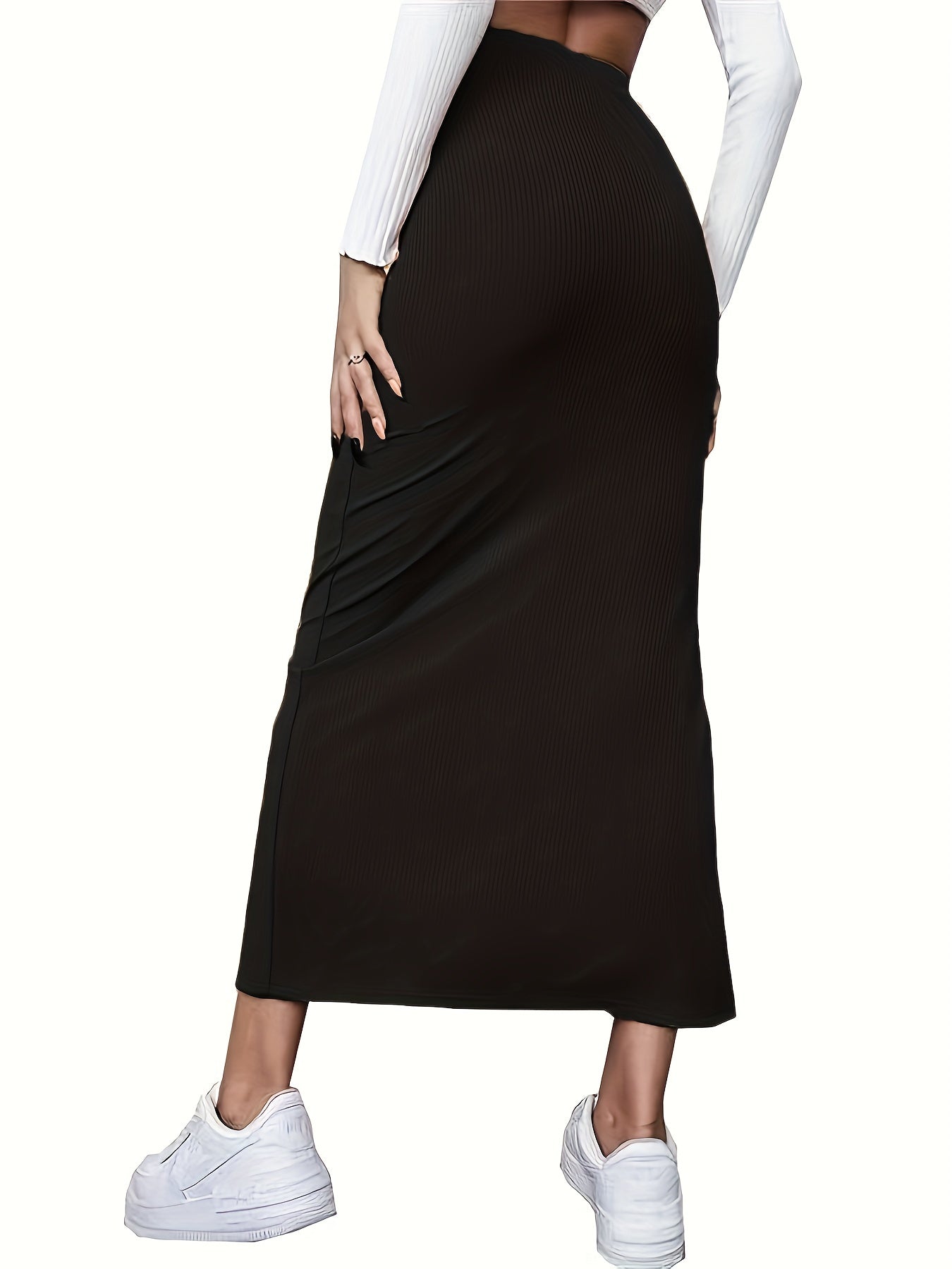 Sexy Ribbed High Rise Maxi Skirt