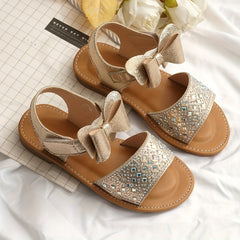 Girls Bowknot Open Toe Sandals Lightweight Indoor Outdoor Summer