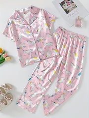 Girls Rainbow Unicorn Pajama Set Short Sleeve Top & Pants Sleepwear