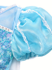 Girls Sequin Snowflake Princess Dress Set