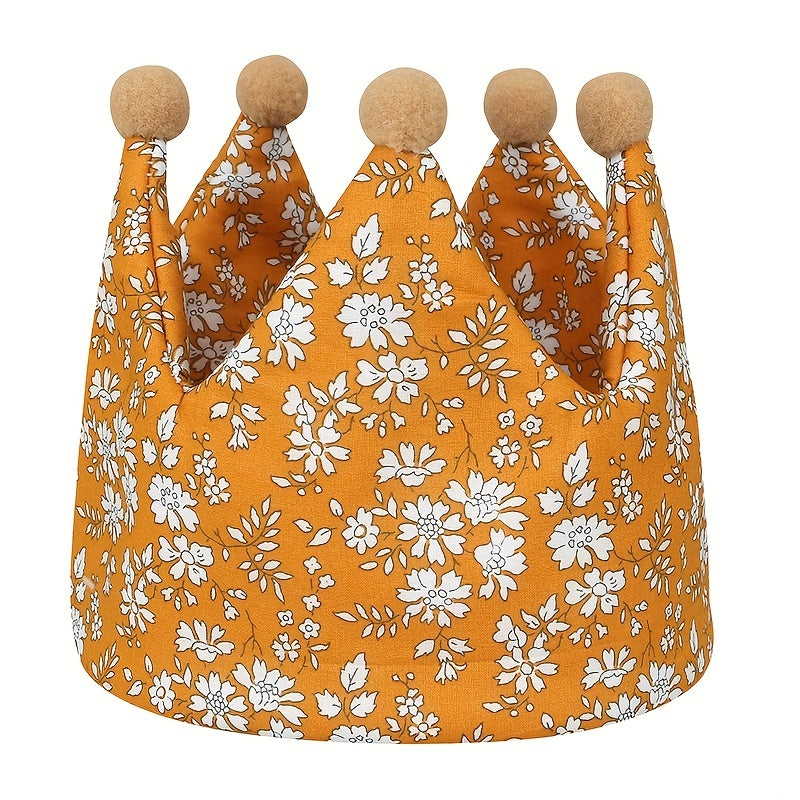 Baby Birthday Floral Crown Hat With Pom Pom Gift