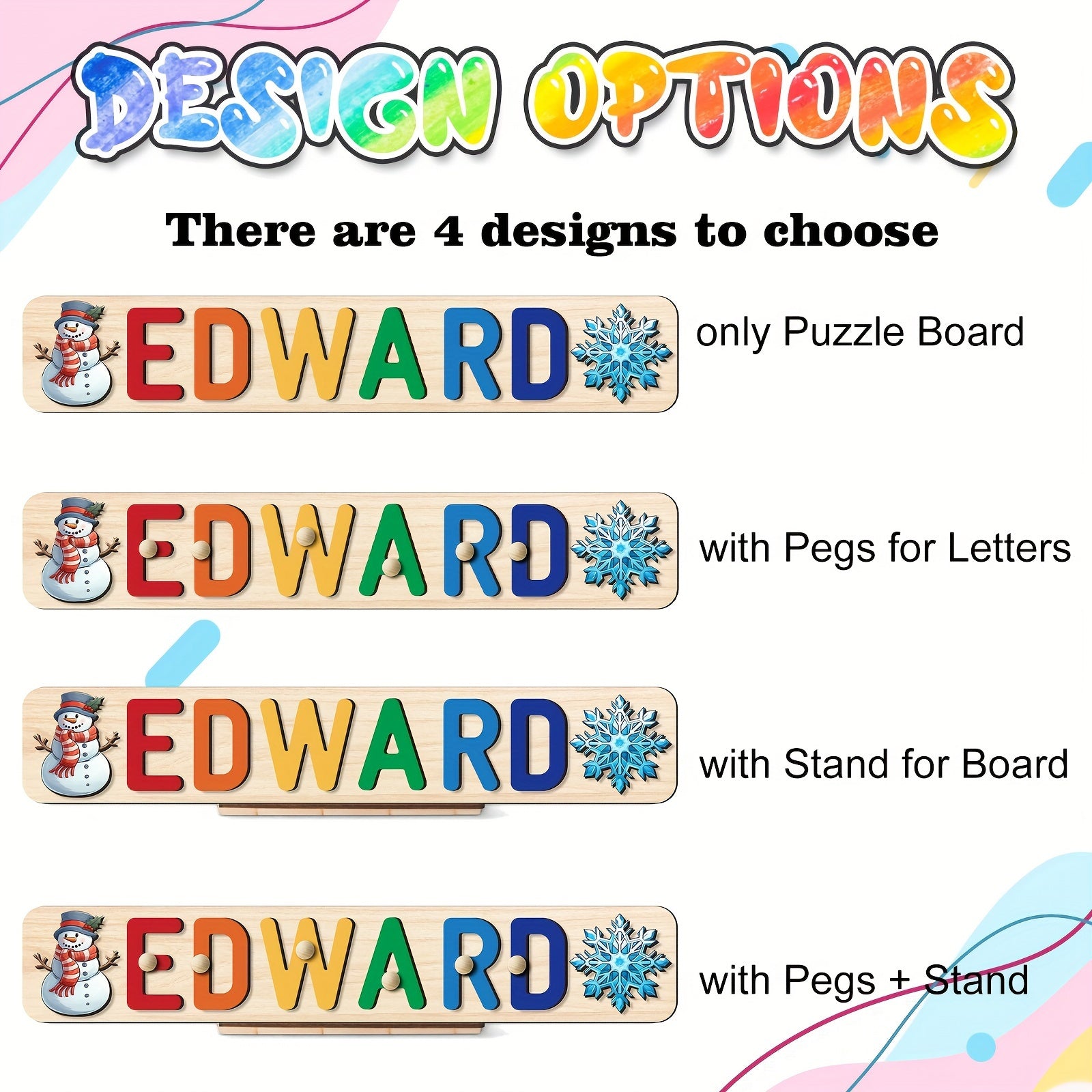 Personalized Wooden Puzzle for Babies - 1st Christmas
