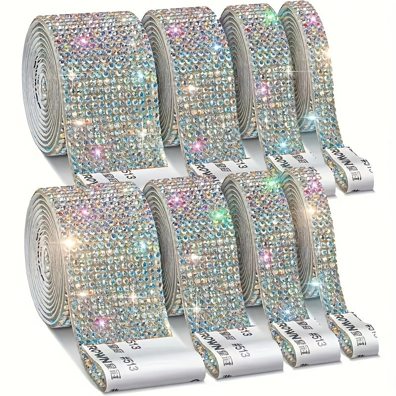 Crystal Rhinestone Strips Adhesive Diamond Ribbon Bling Sticker 2mm Rhinestone