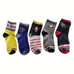 Kids Dino & Car & Space Graphic Boat Socks, Size 9-11