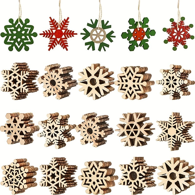 30pcs Wooden Snowflake Decorations Christmas Tree Decor