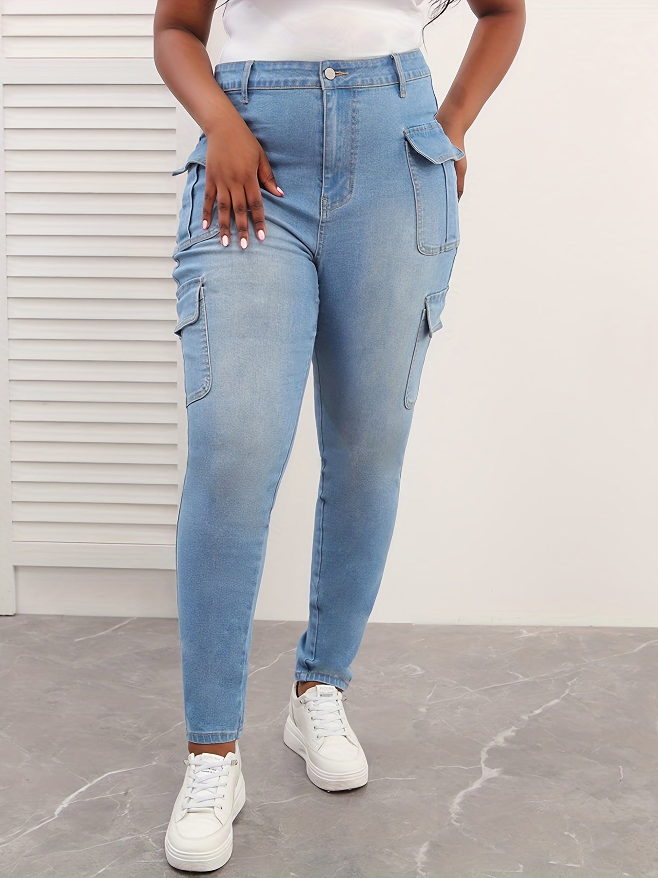 High Rise Cargo Skinny Jeans Women's