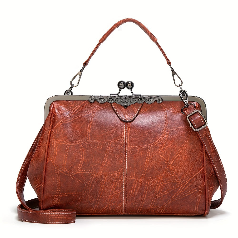 Vintage Kiss Lock Handbag Crossbody Bag Women's Top Handle Purse