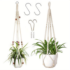 Macrame Plant Hangers Indoor Hanging Basket Holder With Beads