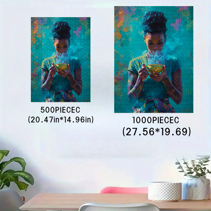 African Woman Jigsaw Puzzle with Smoke Effect