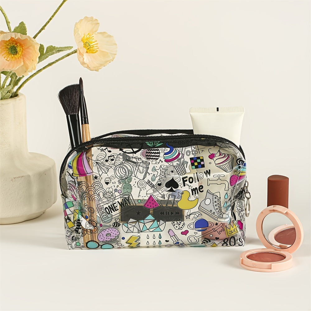 Cartoon Pattern PVC Makeup Bag Toiletry Bag Adorable Roomy Cosmetic Purse