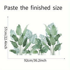 2pcs Tropical Green Plant Leaves Wall Stickers Bedroom Decorative Pvc Removable
