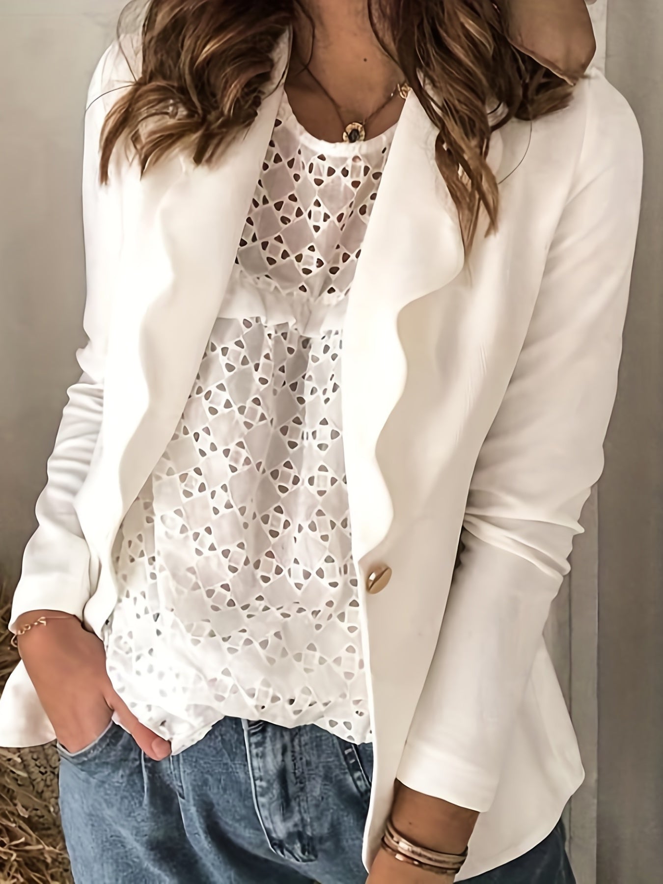 Women's Casual Blazer Solid Long Sleeve