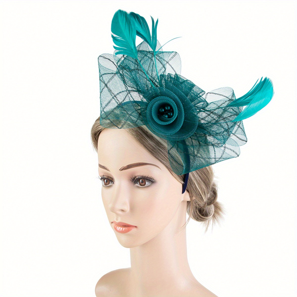 Pink Flower Feather Fascinator Headband Tea Party Derbyhat