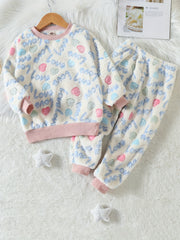 Toddler Fleece Pajamas 2pcs Top & Pants Set Flannel PJ Set Girl's Louangewear
