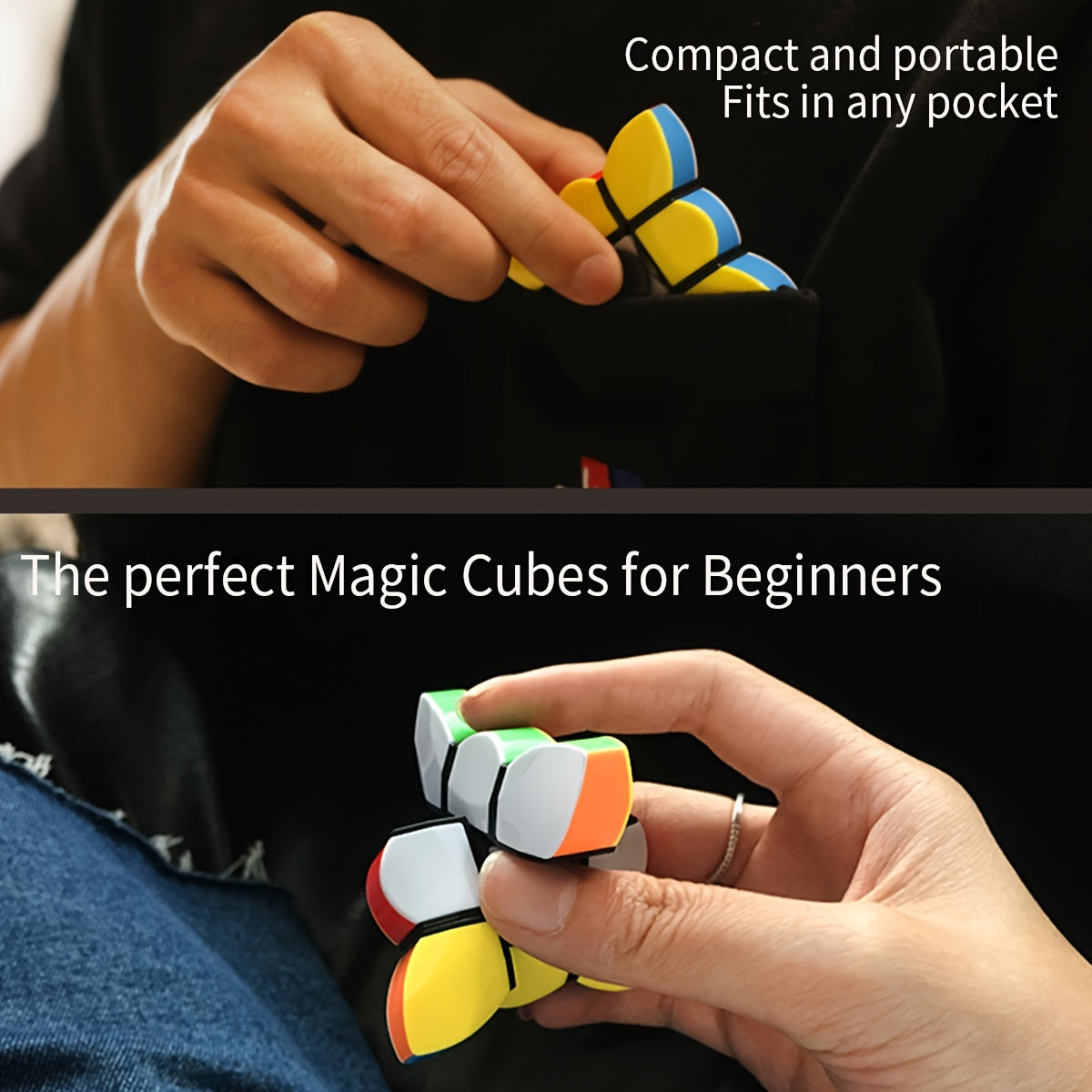 SENGSO 2 in 1 Speed Puzzle Spinner Toy 1x3x3 Magic Cube ABS Handheld Fidget Toy