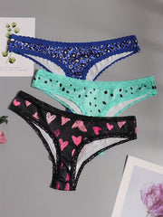 3 Pack Plus Size Lace & Leopard Heart Panty Set