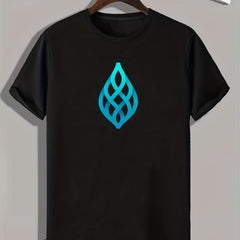 Abstract Drop Print Men's Comfy T shirt Active Slightly Stretch Tee