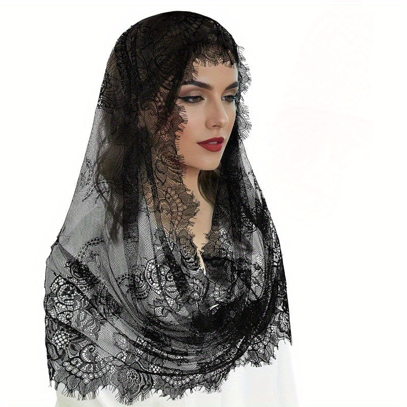Lace Veil Soft Floral Design for Church Weddings