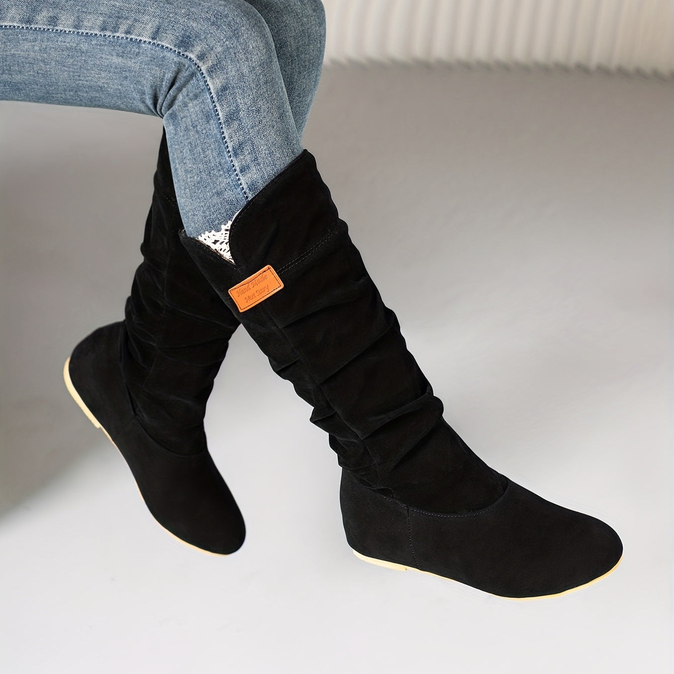Women's Slouch Knee High Boots Comfort Flat Riding Boots