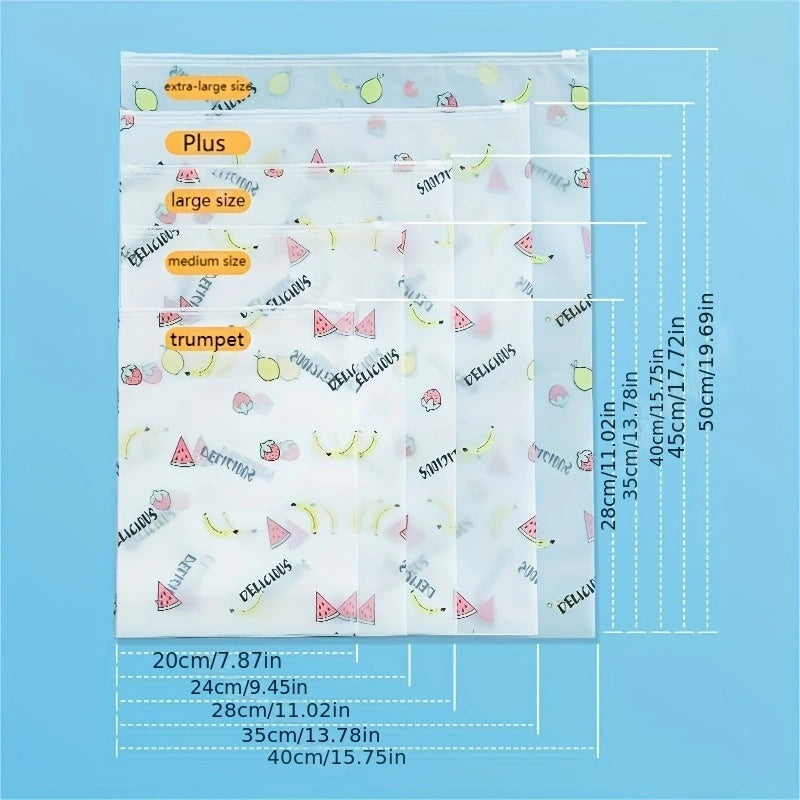 5pcs Fruit Print Travel Storage Bag For Outdoor Travel
