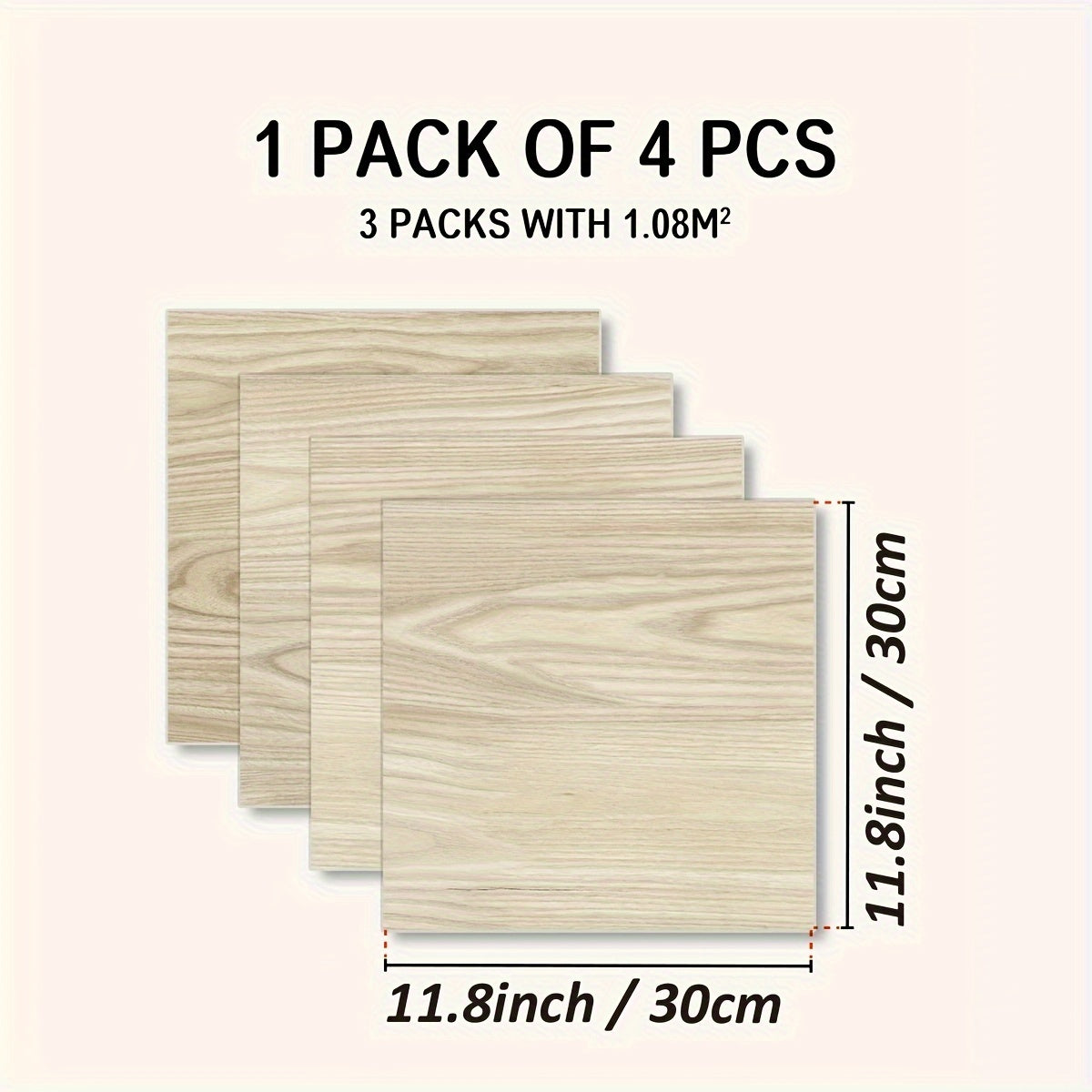 Classic Wood Grain Waterproof Floor Stickers Set of 4
