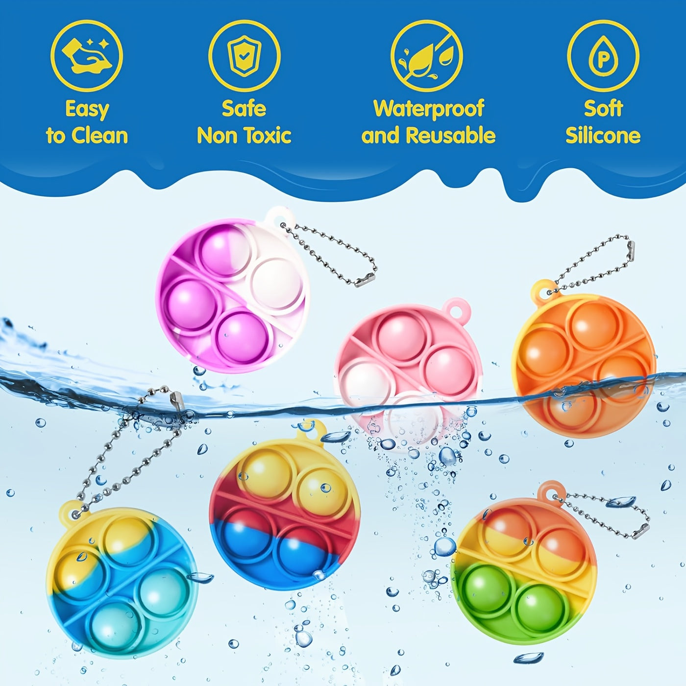 30pcs Mini Silicone Pop Fidget Sensory Toys for Ages 3-6, Party Favors