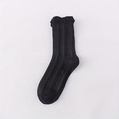 2 Pairs Girls Kids Versatile Socks Casual Crew Socks For Autumn Winter