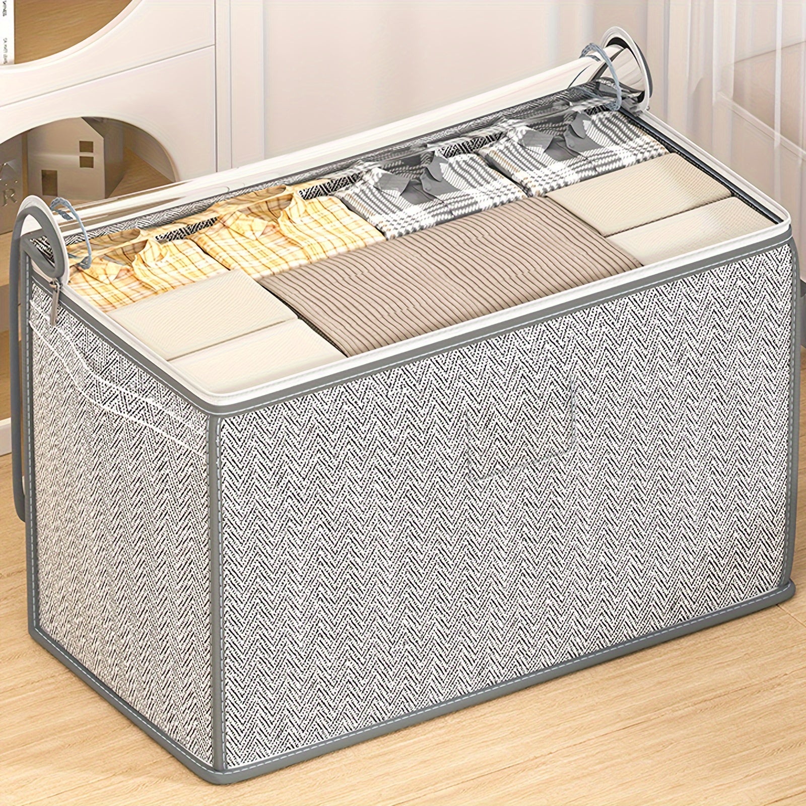 Large Capacity Storage Bag With Handles Portable Non Woven Clothes Storage Bag