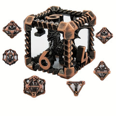 Metal Hollow Dragon Dice Set 7pcs Large Polyhedral Dice