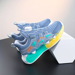 Boy's Basketball Shoes With Rotating Buckle Non Slip Sneakers For Kids