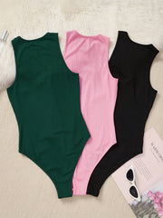 Sexy Crew Neck Sleeveless Bodysuit Women's Clothing