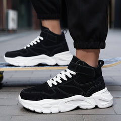Men's High Top Chunky Shoes Comfy Non Slip Lace Up Casual Sneakers