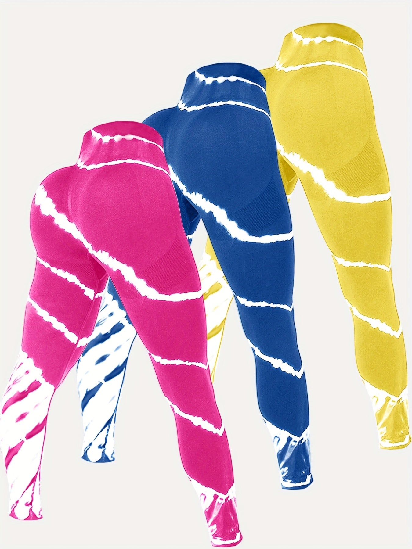 Tie Dye Striped High Waist Yoga Pants Slimming Tight Peach Hip Leggings