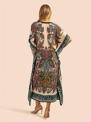 Boho Cover Up Paisley Print Maxi Cover Up
