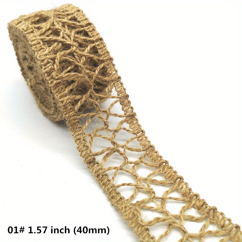 3 Yards Flower Pattern Jute Ribbon Wedding Party Decor DIY Crafts Wrapping