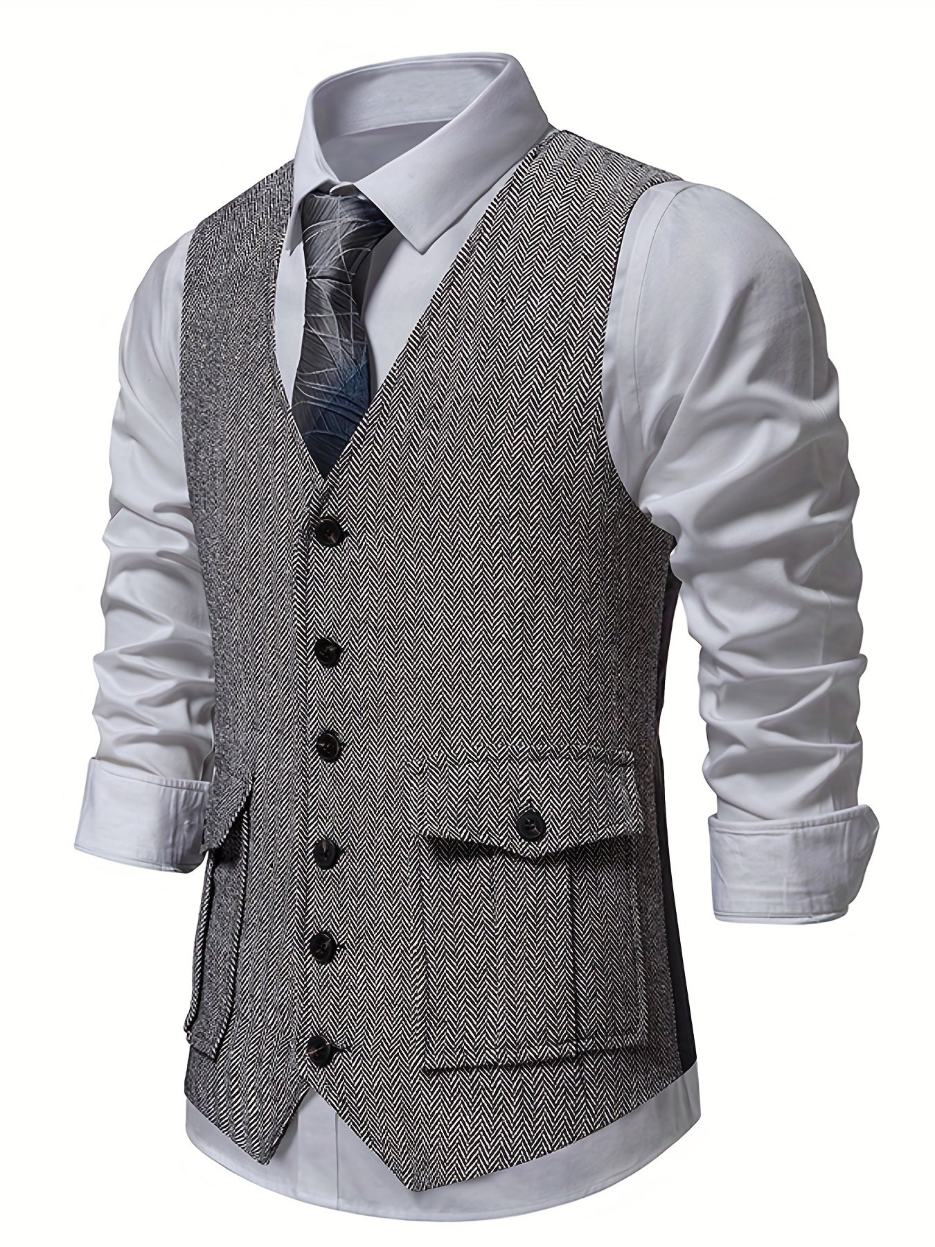 Classic Herringbone Suit Vest Men Wedding Party