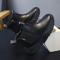 Girl's Plush Lined Ankle Boots with Side Zipper