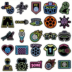 50pcs Neon Football Stickers for DIY Luggage Sports Decor