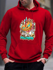 Anime Jack O Lantern Print Hoodie Men's Casual Graphic Pullover Hoodie