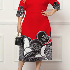 Casual Dress Women's Plus Graphic Print Midi Dress
