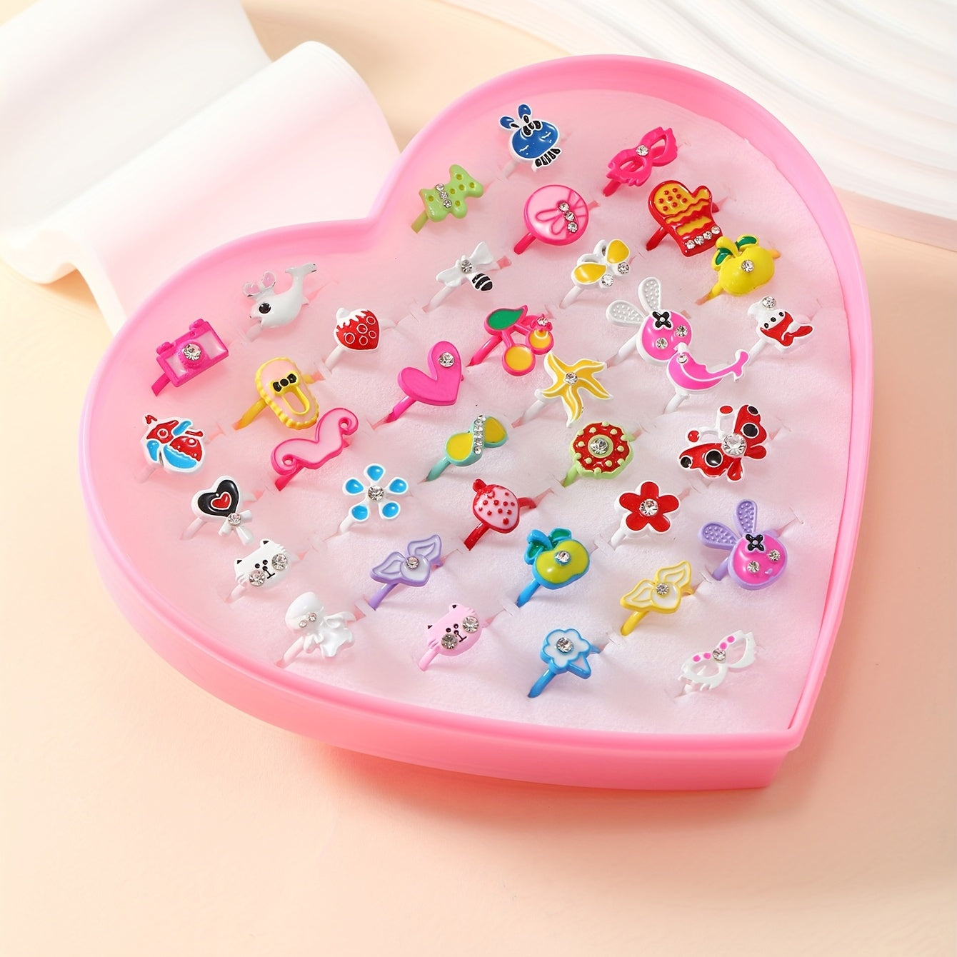 36 Girls Cartoon Multicolor Rings Random Style