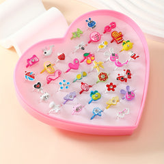 36 Girls Cartoon Multicolor Rings Random Style