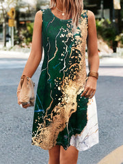 Marble Print Sleeveless Tank Dress for Women
