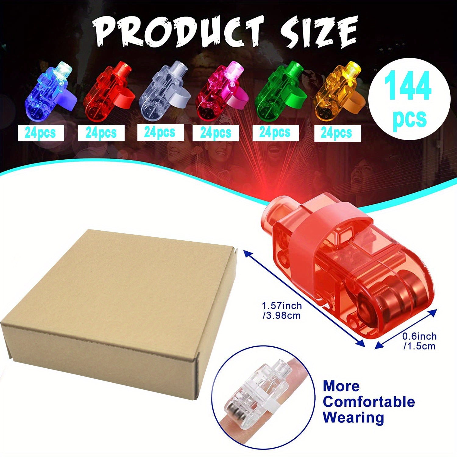 6 Colors LED Kids Party Finger Lights Light Up Ring Toys Halloween Rave