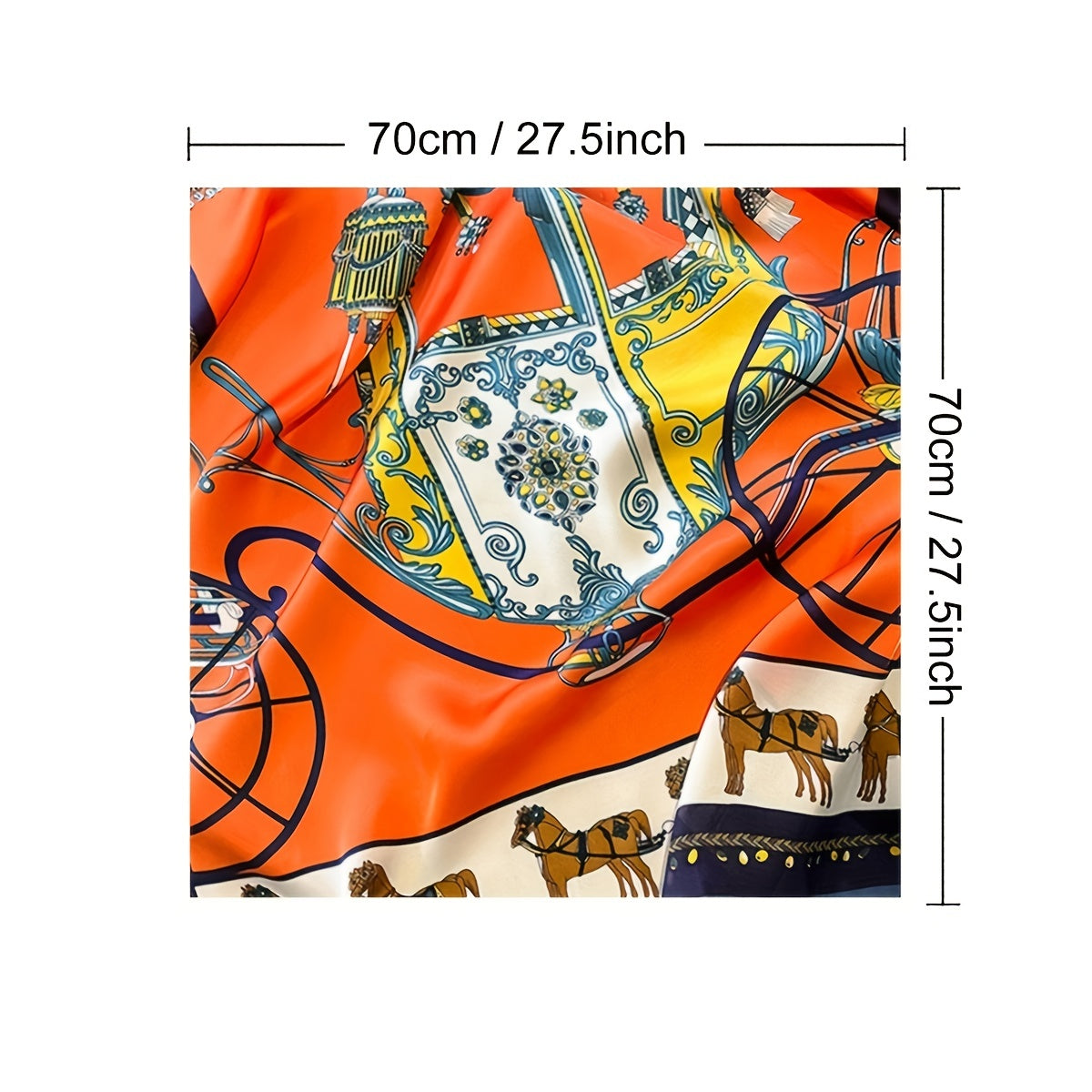 Carriage Horse Print Silk Neckerchief Bandana Women Head Wrap
