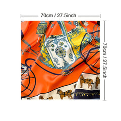 Carriage Horse Print Silk Neckerchief Bandana Women Head Wrap